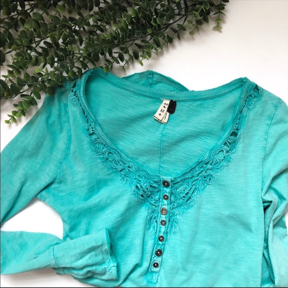 Free People We the People turquoise shirt